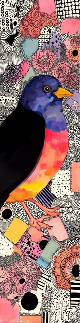 Free bird bookmark featuring a tri-color bird